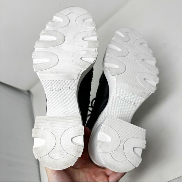 Sorel Brex Black Leather Winter Heeled Lug Sole Boots Size 9.5 Lace up - Picture 8 of 8